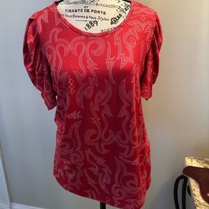 Stylish Red Patterned Women's Top